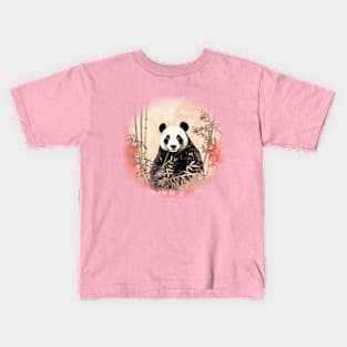 Panda bear with bamboo Kids T-Shirt